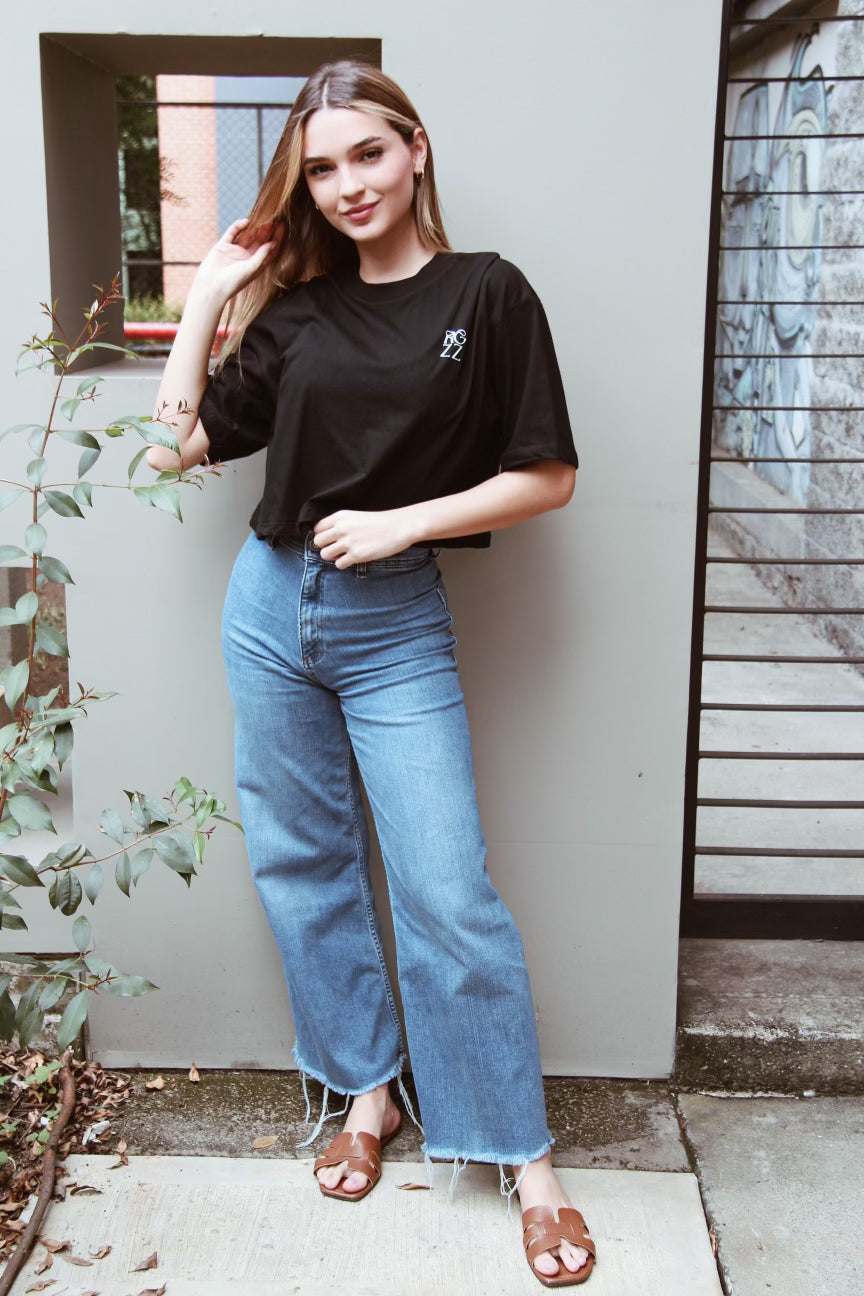 Velvet Oversize Crop Top